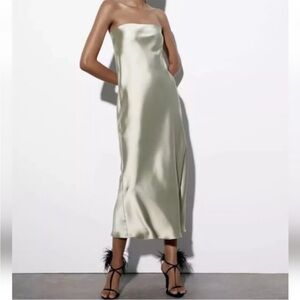 ZARA satin effect sleeveless cocktail dress